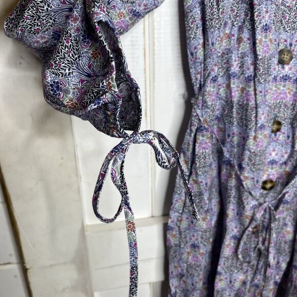 J Crew Liberty of London Fabric Tie-Sleeve Button Front Cotton Shirt Dress XS - Picture 5 of 8